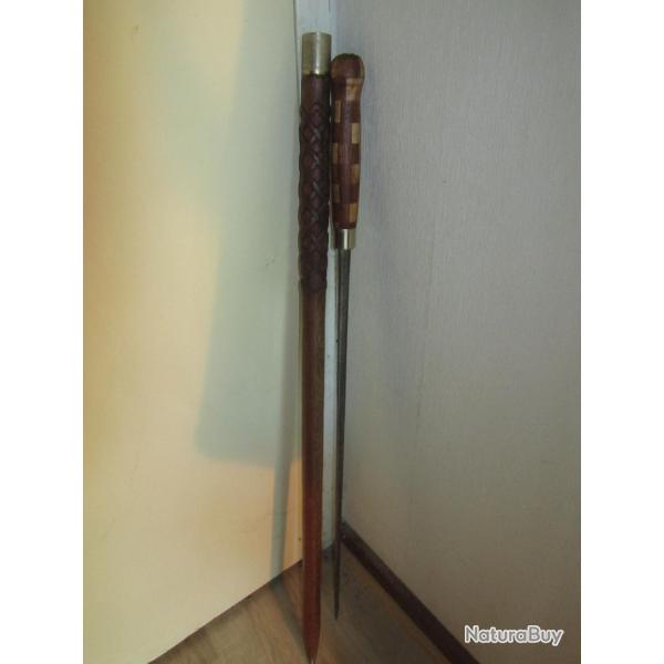 canne epe avec fut sculpte  bois exotique