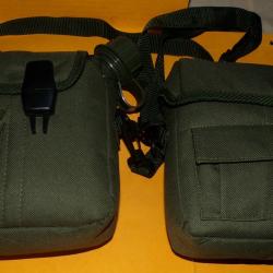 ARMEE AMERICAINE U.S : LOT DE 2 GOURDES MILITAIRES EN PLASTIQUE ET SON ETUI KAKI  U.S , LA GOURDE
