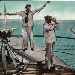 CPA - MARINE MILITAIRE -LA VIE DU MARIN SIGNAUX DE NUIT N°3064