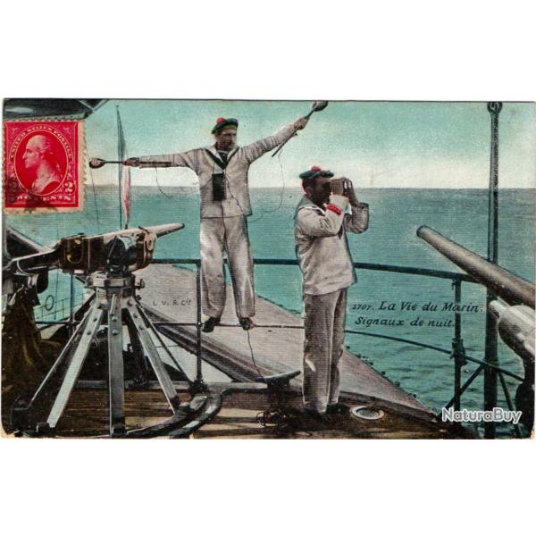 CPA - MARINE MILITAIRE -LA VIE DU MARIN SIGNAUX DE NUIT N3064