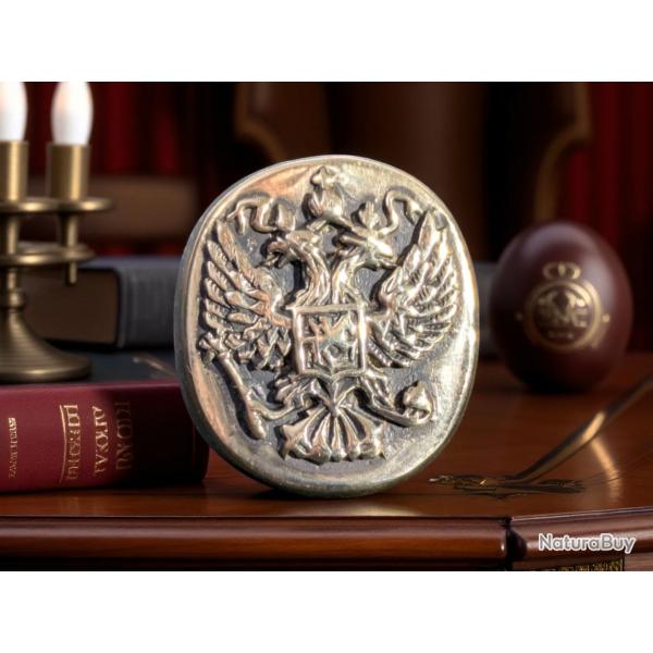 bague chevaliere sceau russie imperiale en laiton - russe blason armoiries russian ring v