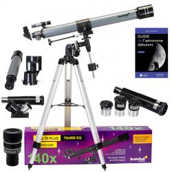 Pack Télescope Levenhuk Blitz 70 Plus avec Zoom, Oculaires et Accessoires
