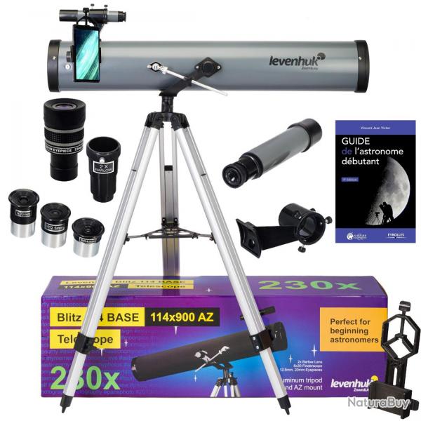 Tlescope Astrophotographie Levenhuk Blitz 114 Base avec Zoom, Oculaires et Accessoires