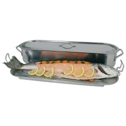 Soldes ! Poissonnière acier inoxydable, couvercle et grille 60 cm