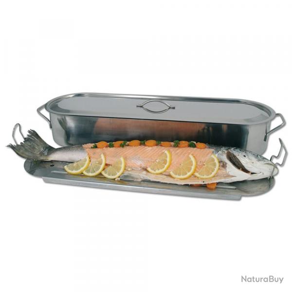 Soldes ! Poissonnire acier inoxydable, couvercle et grille 60 cm