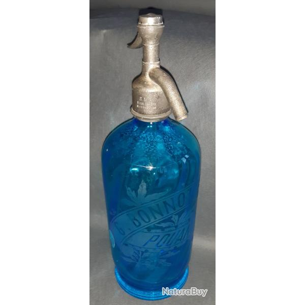 Bouteille siphon eau de Seltz, bleue. Dbut Xxme.  Srigraphier G-BONNOT - POUAN.
