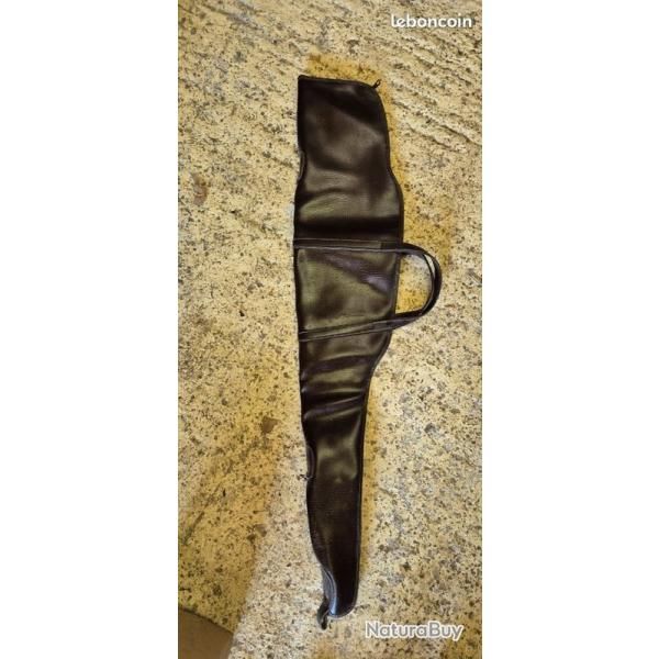 vintage - Housse a fusil carabine 115cm en simili cuir interieur fourr
