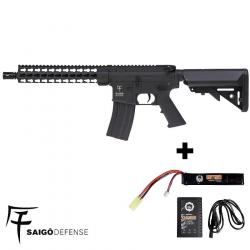 Pack airsoft électrique M4 AEG Kenji Longue Saigo Defense, avec batterie