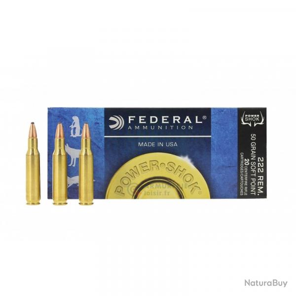 20 MUNITIONS CAL 222 REM FEDERAL 50 GRAIN SOFT POINT