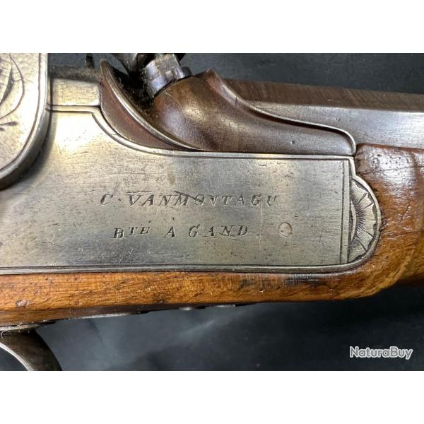SUPERBE PISTOLET DE TIR C. VANMONTAGU brevet  Gand