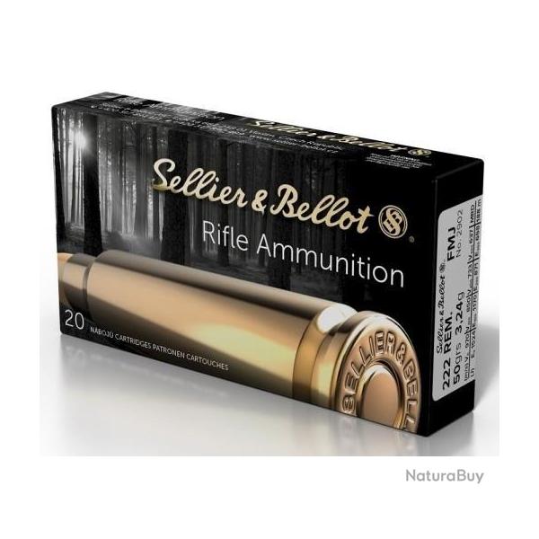 Munitions SELLIER & BELLOT cal.222 rem fmj 50gr 3.2g par 20