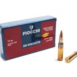 1 Boite, 20 CARTOUCHES FIOCCHI C/.308 WIN FMJ - 147 GRAINS- EN STOCK