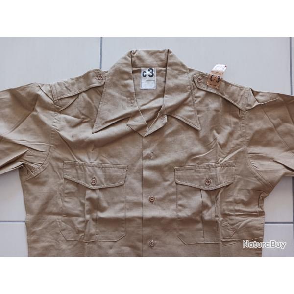 Chemise militaire de l'arme franaise en coton kaki clair. Annes 60. C3 / 42
