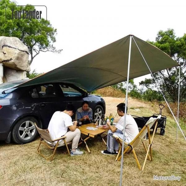 SUV, Auvent latral pour voiture, bche impermable avec poteau, cordes, piquets et ancre  ventouse