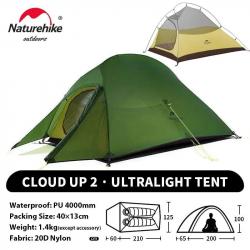 Naturehike Cloud Up 2 personnes tente ultralégère 20D Camping tente étanche en plein air randonnée v