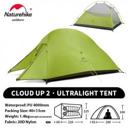 Naturehike Cloud Up 2 personnes tente ultralégère 20D Camping tente étanche en plein air randonnée v