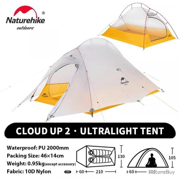 Naturehike Cloud Up 2 personnes tente ultralgre 20D Camping tente tanche en plein air randonne v