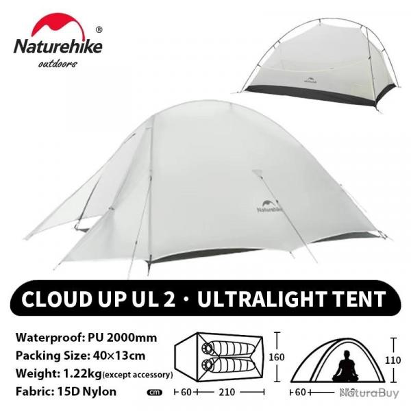 Naturehike Cloud Up 2 personnes tente ultralgre 20D Camping tente tanche en plein air randonne v