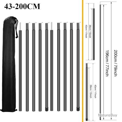 Lot De 4 Poteaux Télescopiques Pour Bâche De Camping - Réglables En Aluminium | Poteaux Tente Auvent Ajustables