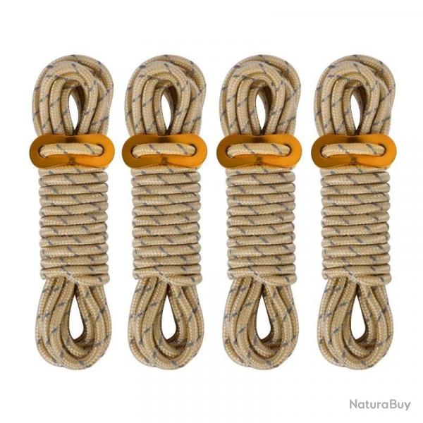 Cordes de Guyline pour tente extrieure, 5mm, 4M, lignes rflchissantes pour Camping, avec tendeur 