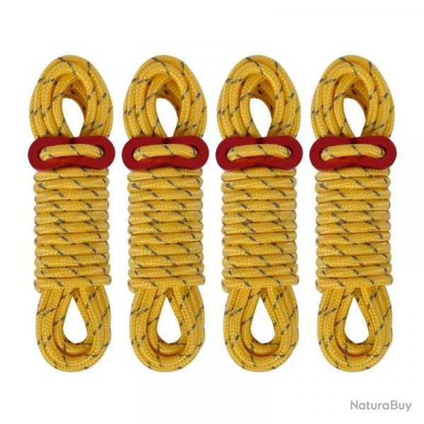 Cordes de Guyline pour tente extrieure, 5mm, 4M, lignes rflchissantes pour Camping, avec tendeur 