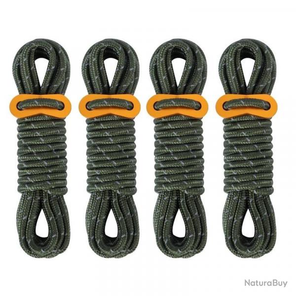 Cordes de Guyline pour tente extrieure, 5mm, 4M, lignes rflchissantes pour Camping, avec tendeur 