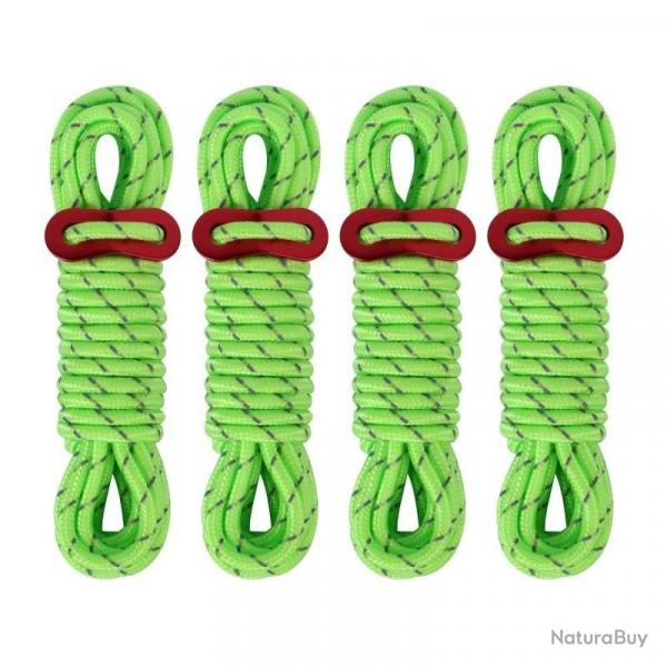 Cordes de Guyline pour tente extrieure, 5mm, 4M, lignes rflchissantes pour Camping, avec tendeur 