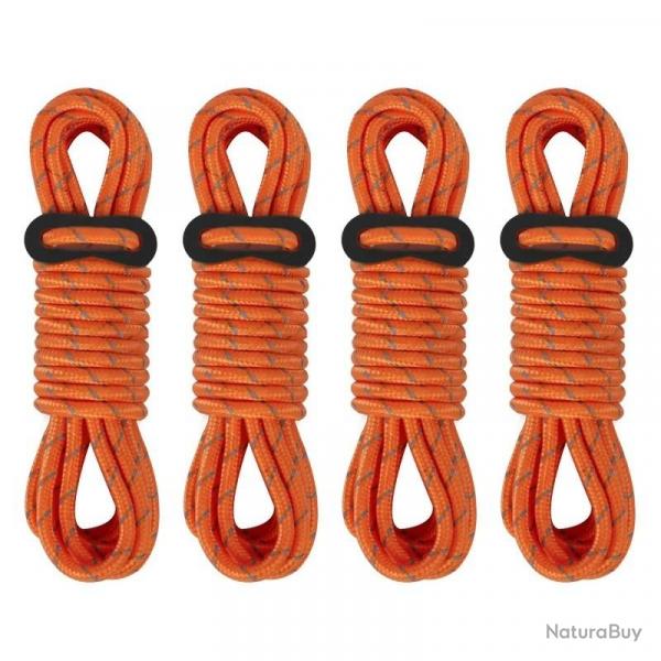 Cordes de Guyline pour tente extrieure, 5mm, 4M, lignes rflchissantes pour Camping, avec tendeur 