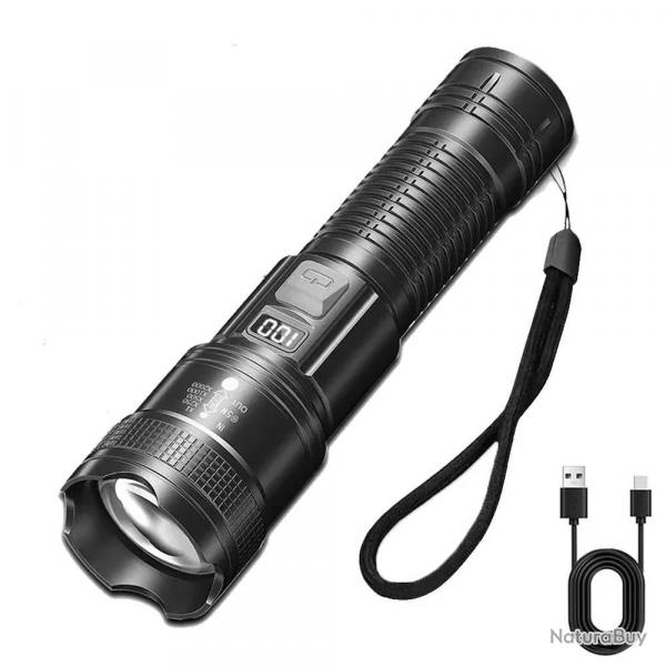 1600000 LM lampe de poche Super lumineuse LED Rechargeable par USB longue porte torche tactique ext