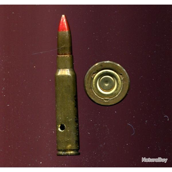 7.5 x 54 MAS - tir rduit LRAC - RARE - balle cuivre pointe rouge - tui laiton - amorce lectrique