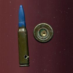 7.5 x 54 MAS à blanc - balle pointue en bois bleu  - étui acier laqué vert