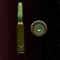 7.5 x 54 MAS à blanc - balle arrondie en papier vert  - étui acier laqué vert