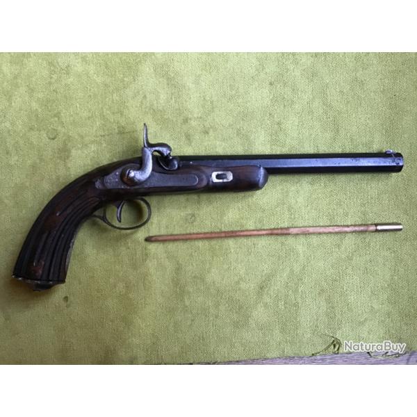 PISTOLET DE TIR  PISTON FABRICATION ARTISANAL LIGEOISE  CAL 32/308 (environ)