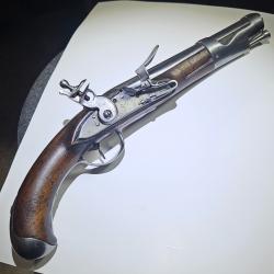 Trés beau pistolet de cavalerie modèle 1763-66 « Libreville » Fabrication révolutionnaire.