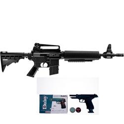 Carabine  à pompe PCP M4-177 Bbs et Plomb Cal. 4,5 mm avec Asa M16 + Pistolet Daisy 340 + 500 Bbs