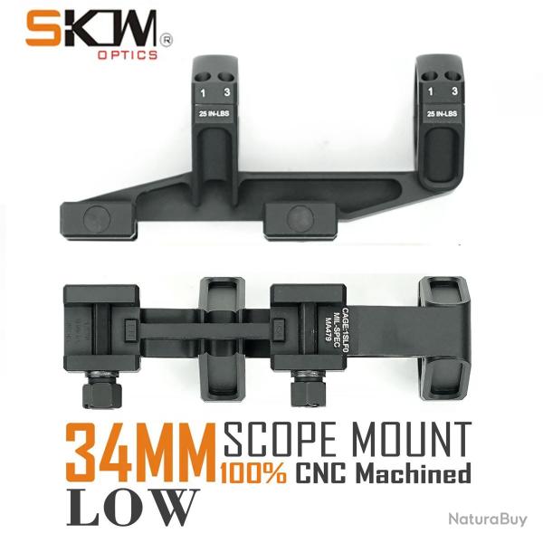 Anneaux de porte de SKWoptics-34 mm, Faible AR15 mont sur CNC -**34MM BLACK-LOW LIVRAISON GRATUITE