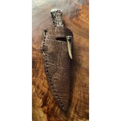 Couteau de chasse  étui gros cuir artisan français bois de cerf