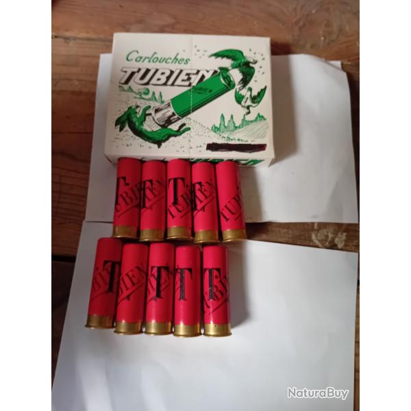 Bote de 10 belles cartouches anciennes cal 16 douilles cartons  "TUBIEN "