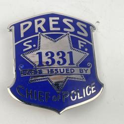 Badge de Presse - San Francisco Police (SFPD) - Années 70/80 (reproduction)