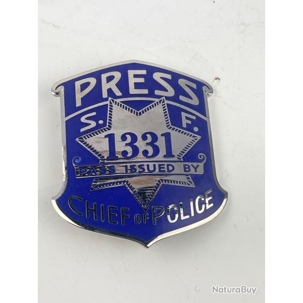 Badge de Presse - San Francisco Police (SFPD) - Annes 70/80 (reproduction)