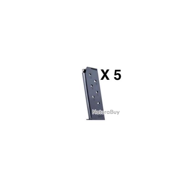 Lot de 5 Chargeurs 1911 - Calibre .45 ACP - 7 Coups - Mec-Gar