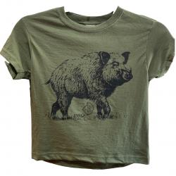 T-Shirt Sanglier Enfant PRO CACCIA Kaki 7/8ans