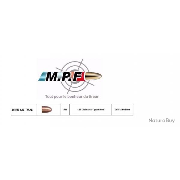 Ogives MPF cuivres 9 RN 125 Gr TMJE  355" par 500 en port gratuit