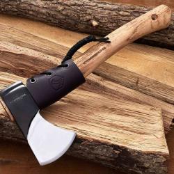 Hachette Condor Mountaineer Trail Tête Acier Carbone 1060 Manche Hickory Étui Cuir CTK285463HC