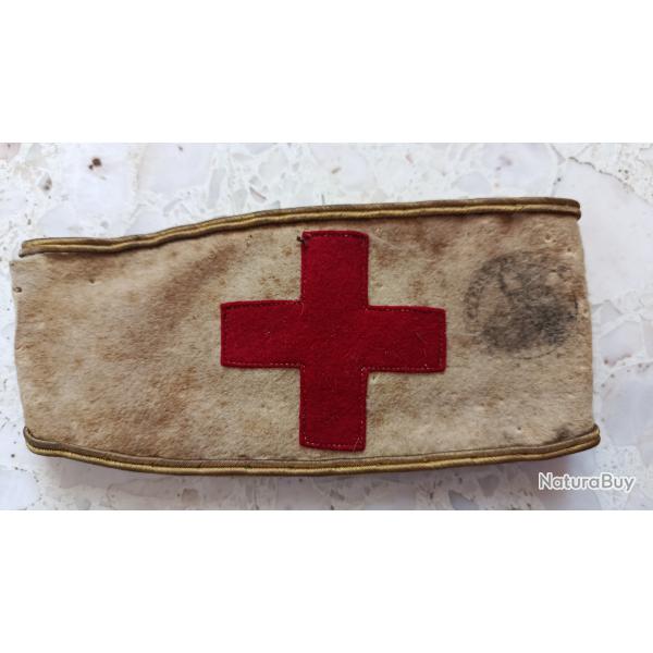 rare BRASSARD A CROIX ROUGE 1914 18 d'OFFICIER de Sant  galon militaire dor, cachet Ministre