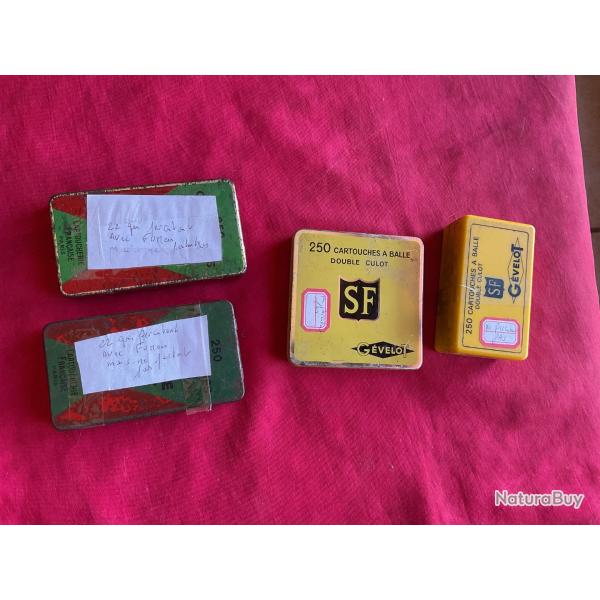 Lot de quatre vieilles botes de munitions en 5,5 bosquettes, pas de prix de rserve