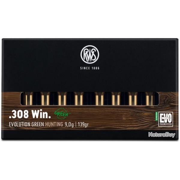 Munition RWS 308 Win. Evo Green 9g 139gr x2 boites