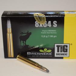 boite de 20 cartouches Brenneke , cal 8x64S , ogive TIG 198 grains