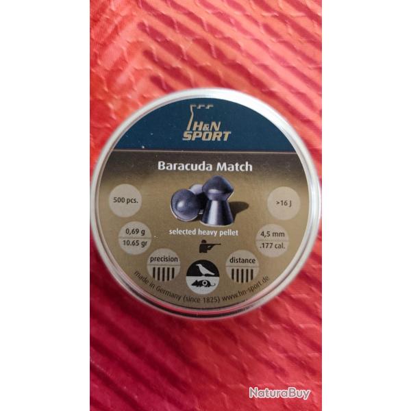 6 boites de 500 plombs H&N Barracuda match 4,52 boites neuves scells