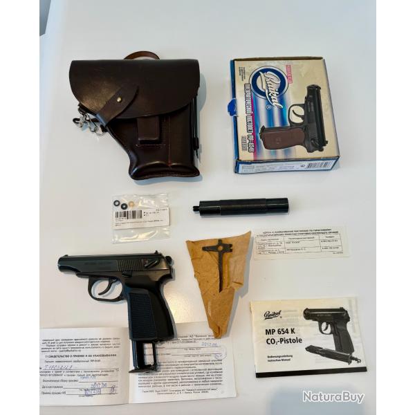 Baikal Makarov MP-654k tout acier (CO2) avec rallonge canon et holster spcial plus Case baikal